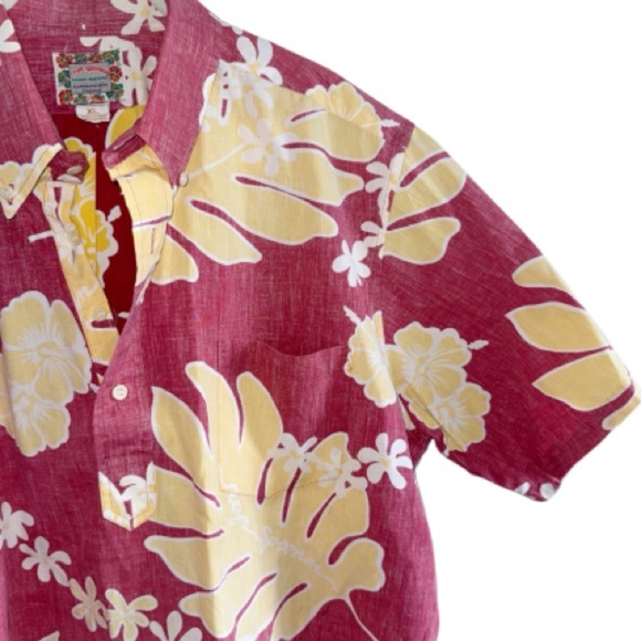 Reyn Spooner Commemorative Classic Red Shirt Yellow Flower XL Pullover Hawaiian - Picture 5 of 8